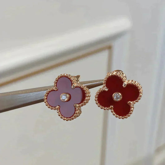 [Angela Jewellery]CLOVER MEDIUM 1 MOTIFS CARNELIAN  DIAMOND earrings