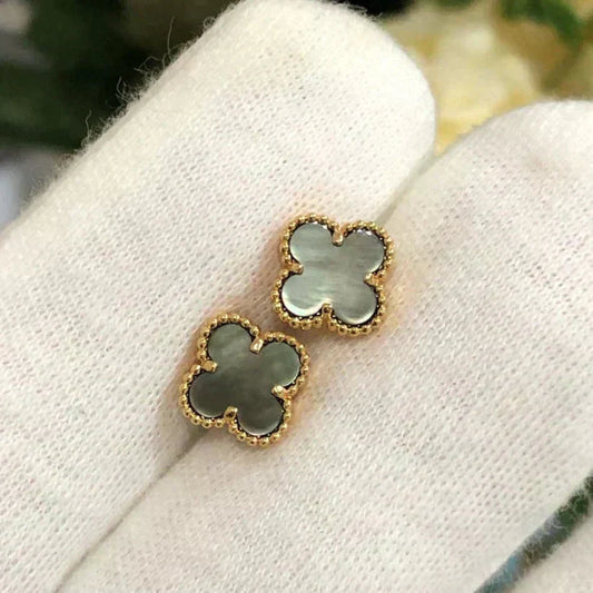 [Angela Jewellery]CLOVER MINI 9.5MM GRAY MOP EARRINGS