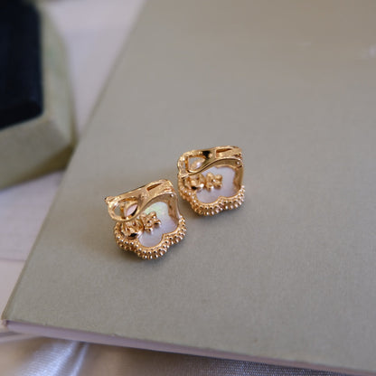 [Angela Jewellery]LUCKY PINK GOLD WHITE MOP EARRINGS