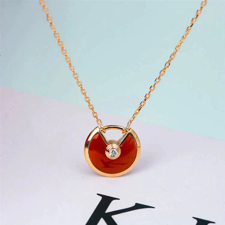 [Angela Jewellery]AMULETTE GOLD CARNELIAN ONYX NECKLACE