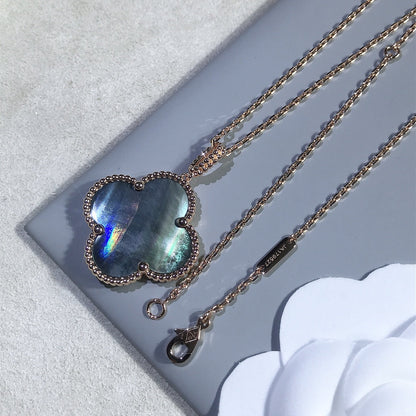 [Angela Jewellery]CLOVER 25MM GOLD DARK MOP BIG CLOVER NECKLACE