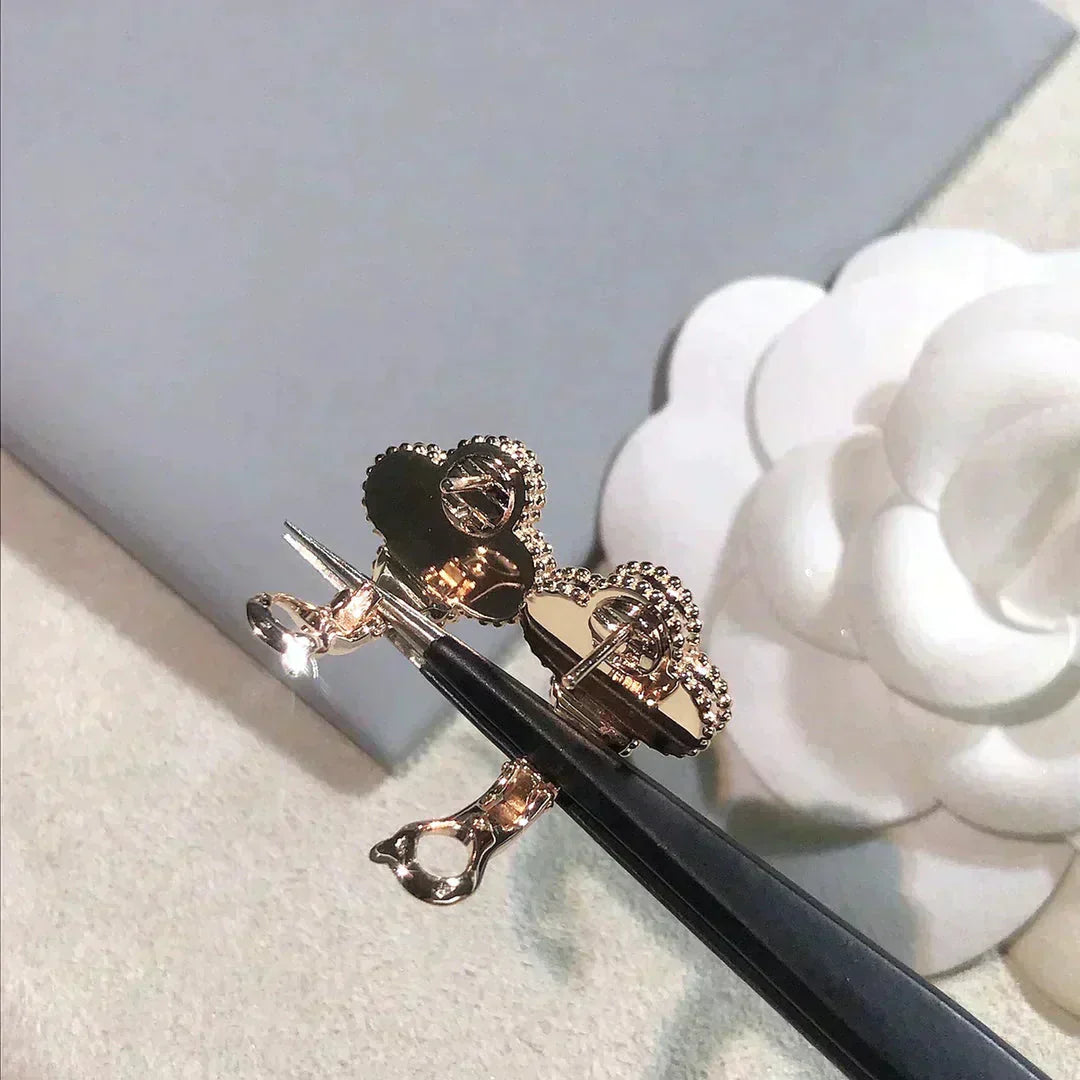 [Angela Jewellery]CLOVER MEDIUM 1 MOTIFS  PINK MOP DIAMOND EARRINGS