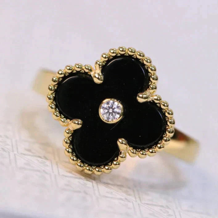 [Angela Jewellery]CLOVER ONYX RING GOLD DIAMOND