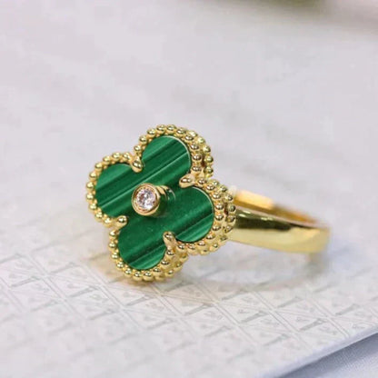 [Angela Jewellery]CLOVER MALACHITE RING GOLD DIAMOND