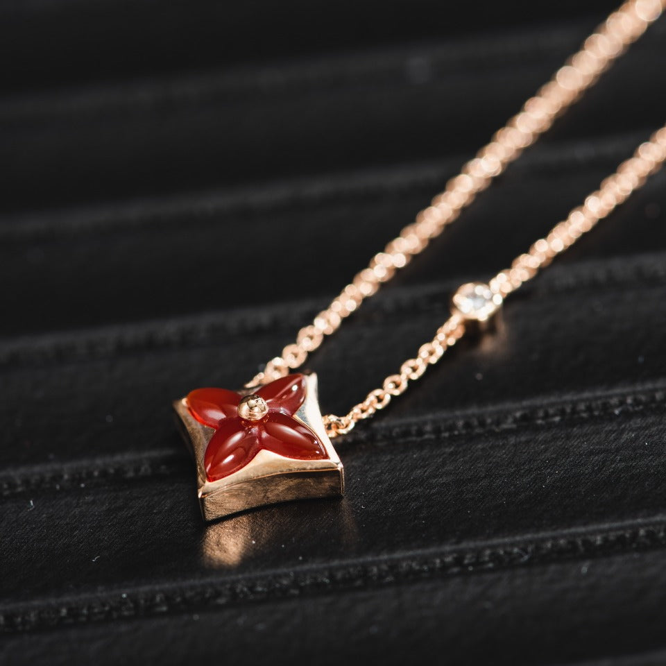 [Angela Jewellery]STAR NECKLACE PINK GOLD 1 DIAMOND