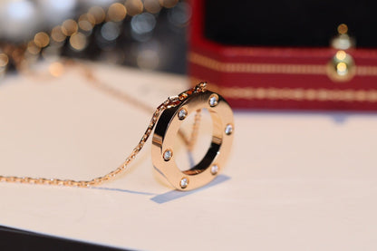 [Angela Jewellery]LOVE NECKLACE 16MM 6 DIAMONDS PINK GOLD