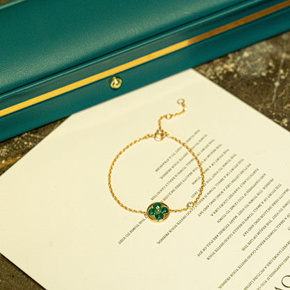[Angela Jewellery]SUN MALACHITE 1 DIAMOND PINK GOLD BRACELET