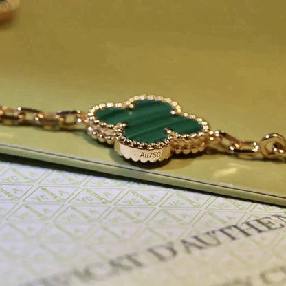 [Angela Jewellery]CLOVER 5 MOTIFS MALACHITE BRACELET