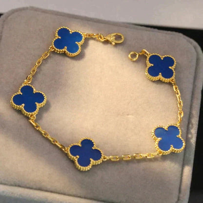 [Angela Jewellery]CLOVER 5 MOTIFS BLUE AGATE BRACELET