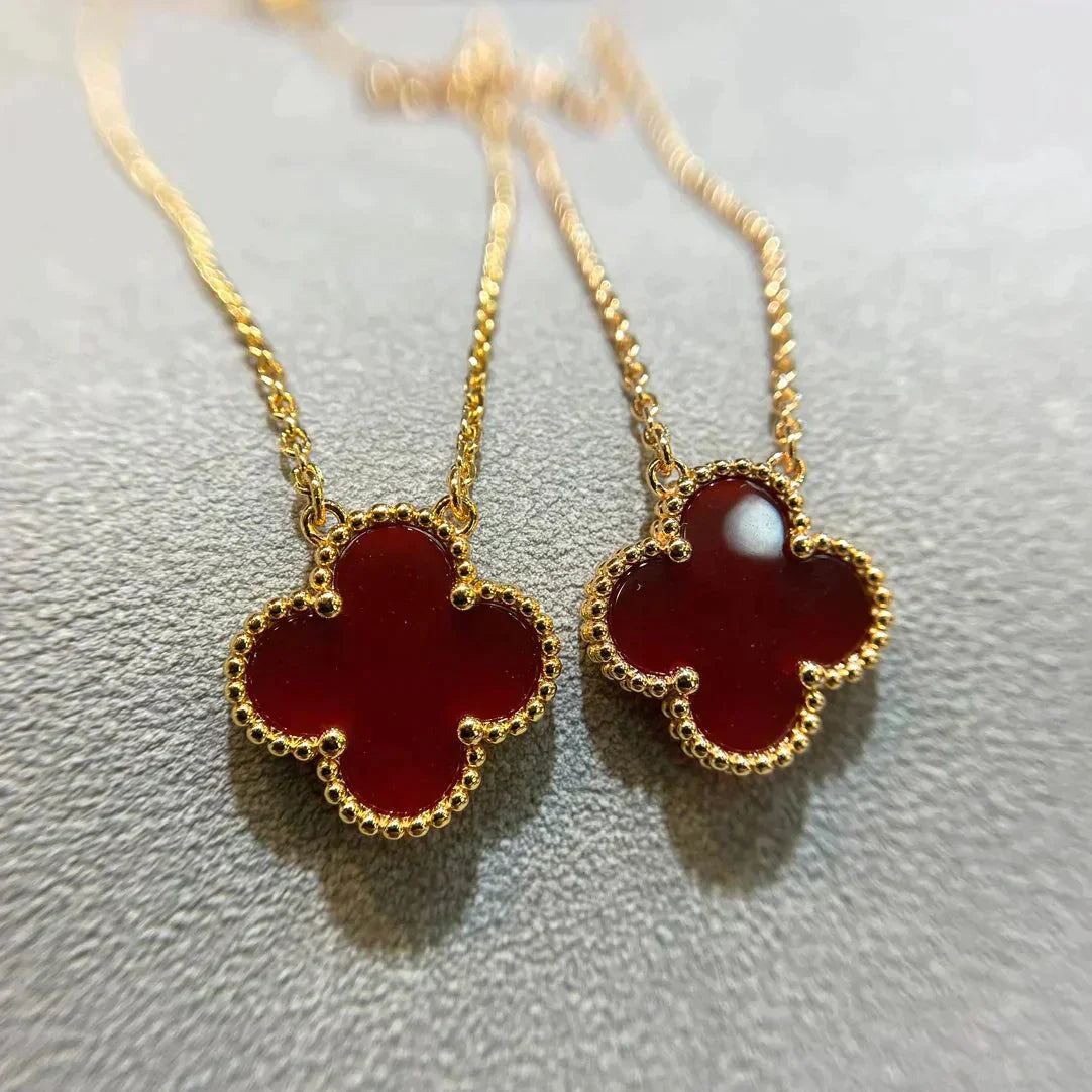 [Angela Jewellery]CLOVER 15MM CARNELIAN SINGLE FLOWER NECKLACE