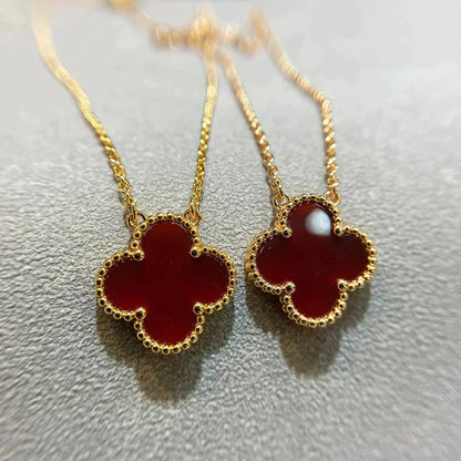 [Angela Jewellery]CLOVER 15MM CARNELIAN SINGLE FLOWER NECKLACE