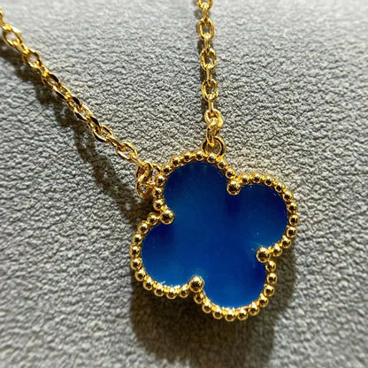 [Angela Jewellery]CLOVER 15MM BLUE AGATE NECKLACE