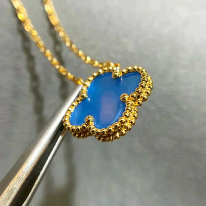 [Angela Jewellery]CLOVER 15MM BLUE AGATE NECKLACE