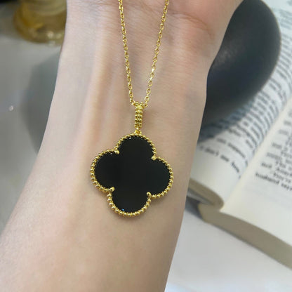 [Angela Jewellery]CLOVER 25MM NECKLACE GOLD ONYX