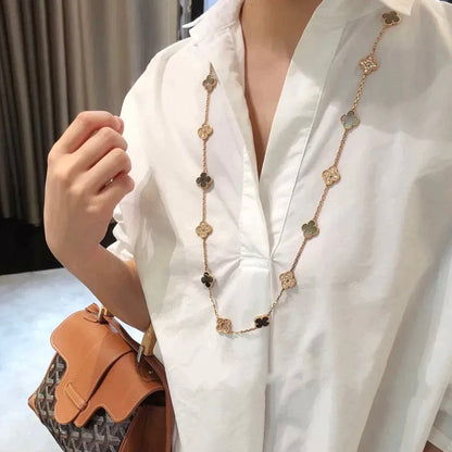 [Angela Jewellery]CLOVER 20 MOTIFS DARK MOP DIAMOND  NECKLACE