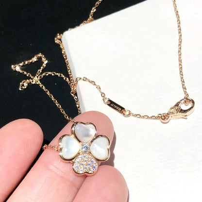 [Angela Jewellery]CLOVER MOP DIAMOND ROSE GOLD NECKLACE