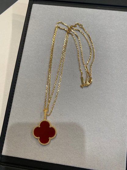[Angela Jewellery]CLOVER 25MM NECKLACE GOLD CARNELIAN
