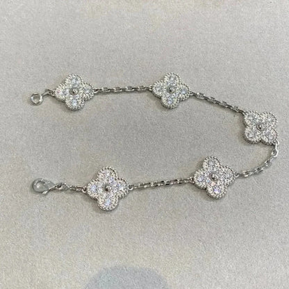 [Angela Jewellery]CLOVER 5 MOTIFS  DIAMOND BRACELET SILVER