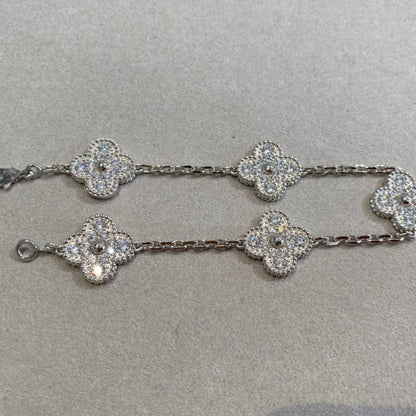 [Angela Jewellery]CLOVER 5 MOTIFS  DIAMOND BRACELET SILVER