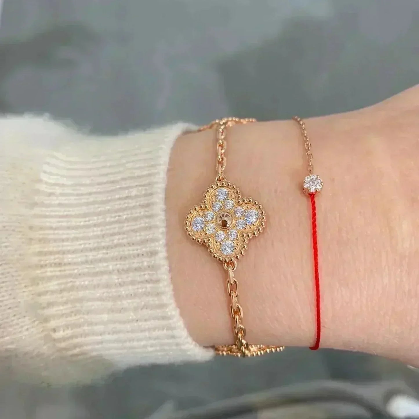 [Angela Jewellery]CLOVER 5 MOTIFS  FULL DIAMOND BRACELET