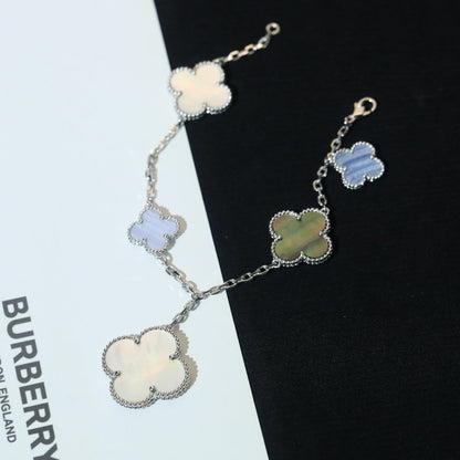 [Angela Jewellery]CLOVER BRACELET 5 MOTIFS MOP CHALCEDONY SILVER
