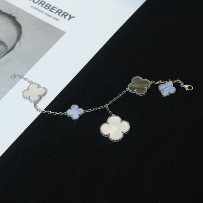 [Angela Jewellery]CLOVER BRACELET 5 MOTIFS MOP CHALCEDONY SILVER