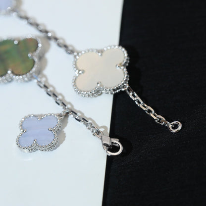 [Angela Jewellery]CLOVER BRACELET 5 MOTIFS MOP CHALCEDONY SILVER