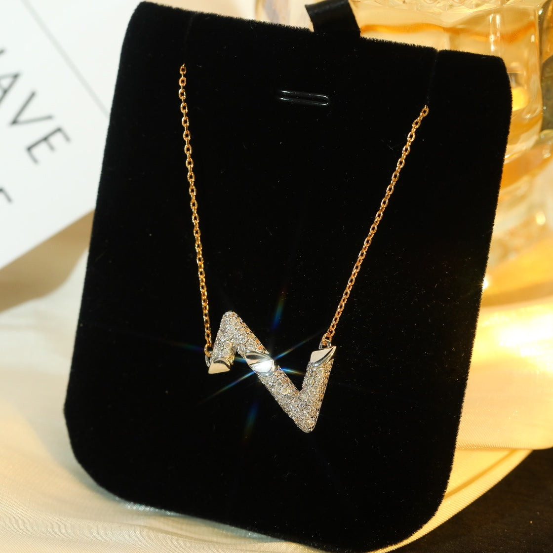 [Angela Jewellery]VOLT SILVER DIAMOND PEDANT NECKLACE