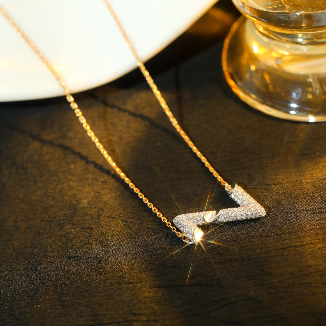 [Angela Jewellery]VOLT SILVER DIAMOND PEDANT NECKLACE