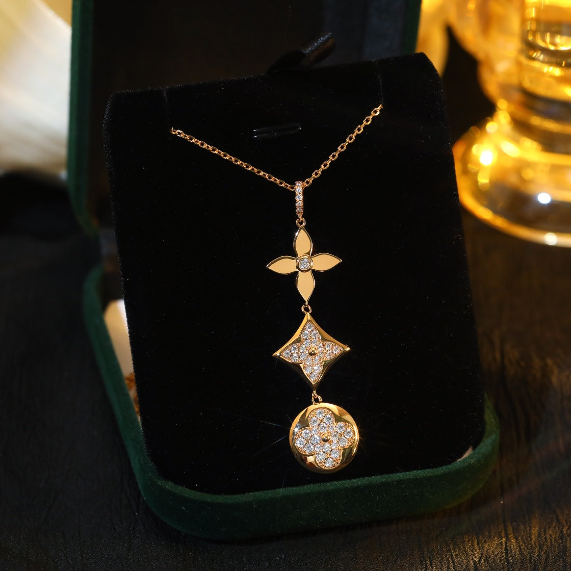 [Angela Jewellery]STAR AND SUN DIAMOND PINK GOLD NECKLACE