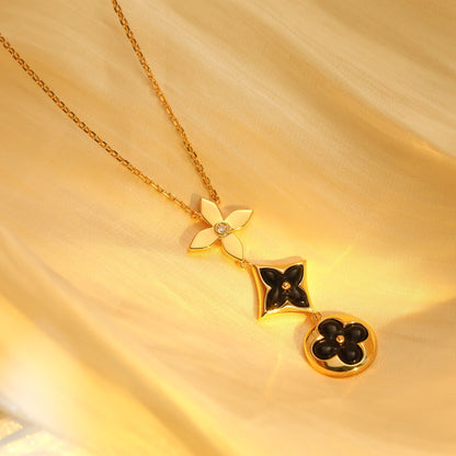 [Angela Jewellery]STAR AND SUN ONYX PINK GOLD NECKLACE