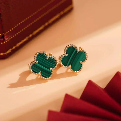 [Angela Jewellery]CLOVER MEDIUM 1 MOTIFS MALACHITE  EARRINGS