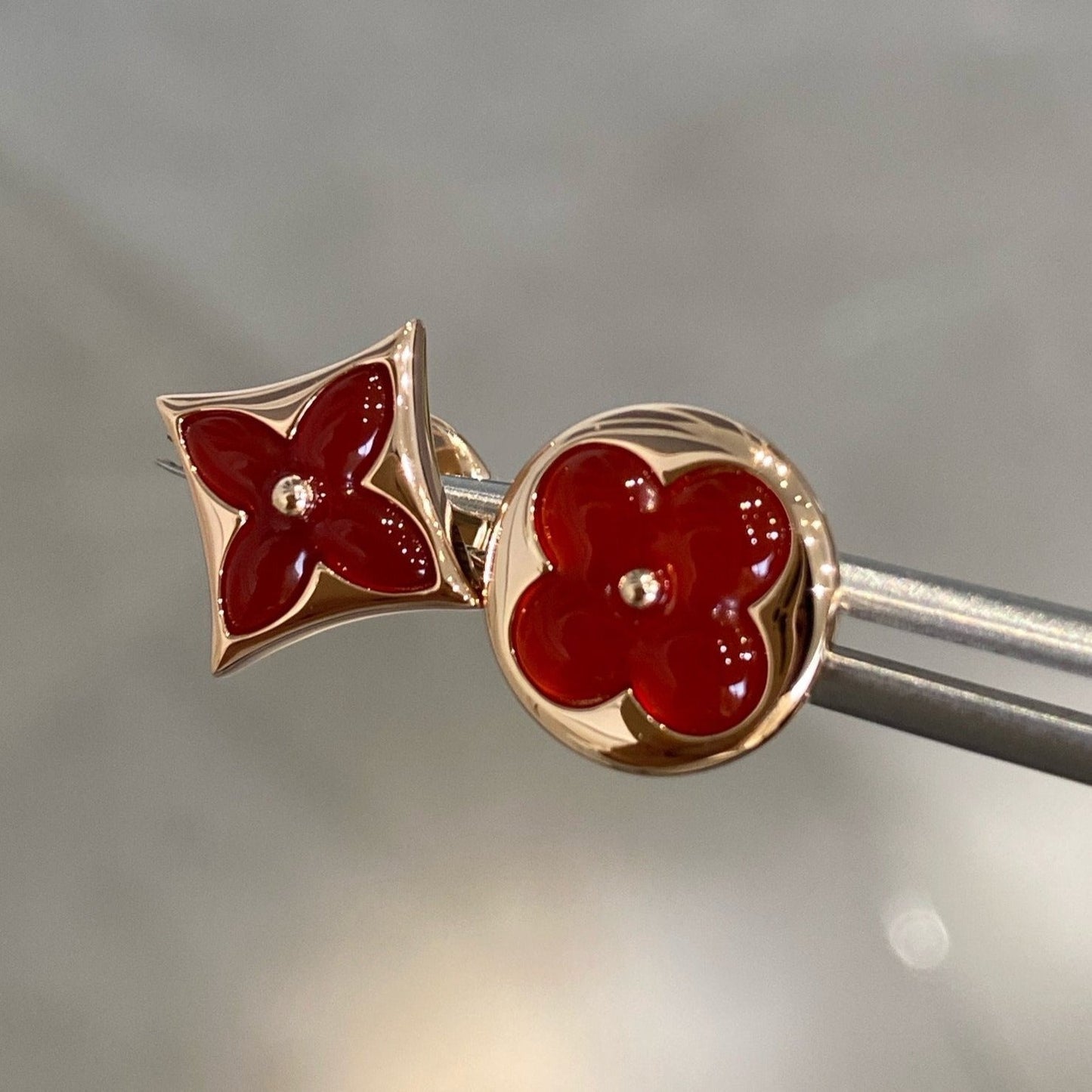[Angela Jewellery]STAR AND SUN PINK GOLD CARNELIAN STUD EARRINGS