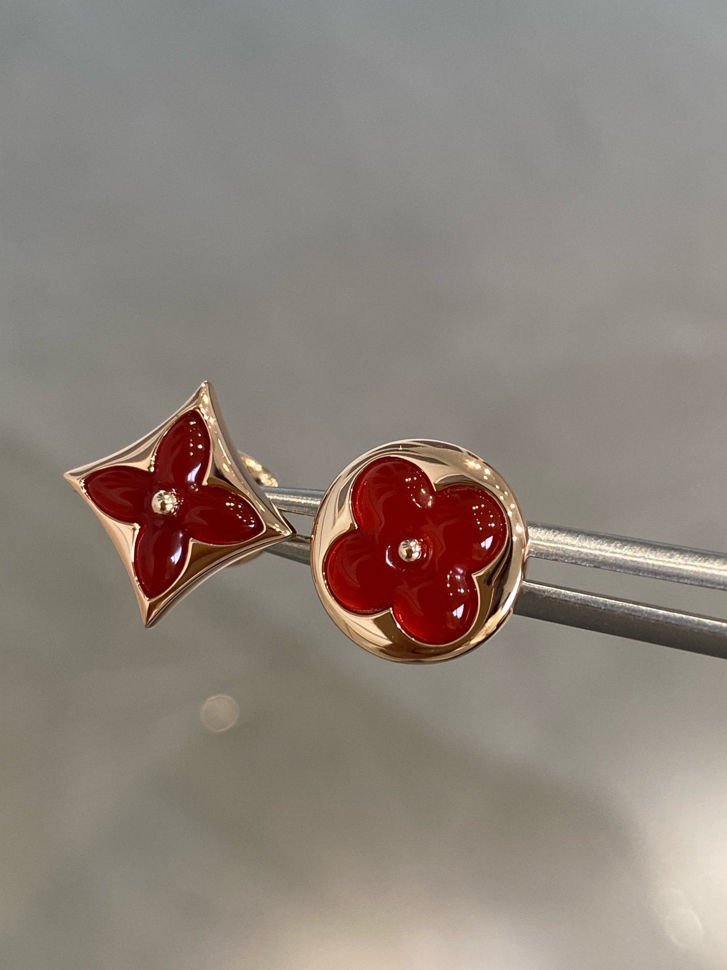 [Angela Jewellery]STAR AND SUN PINK GOLD CARNELIAN STUD EARRINGS