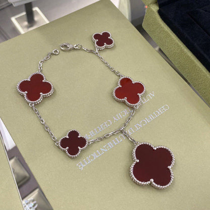 [Angela Jewellery]CLOVER 5 MOTIFS SIVLER CARNELIAN BRACELET