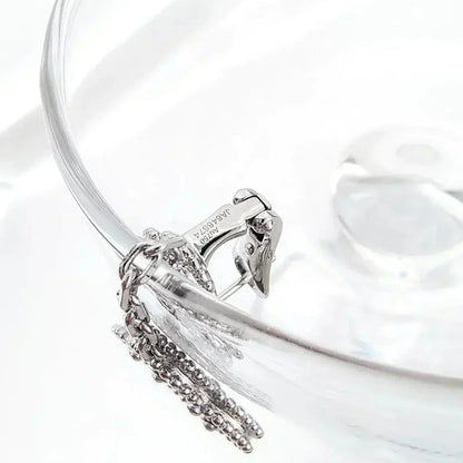 [Angela Jewellery]CLOVER 2 MOTIFS  DIAMOND ONYX EARRINGS SILVER