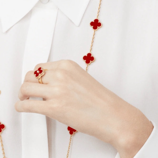 [Angela Jewellery]CLOVER CARNELIAN RING ROSE GOLD DIAMOND