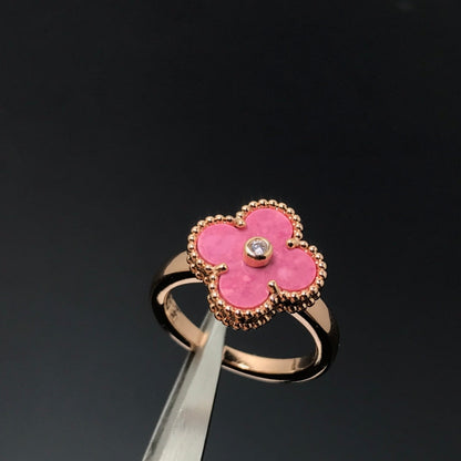 [Angela Jewellery]CLOVER RHODONITE ROSE GOLD RING