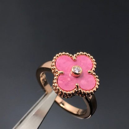 [Angela Jewellery]CLOVER RHODONITE ROSE GOLD RING
