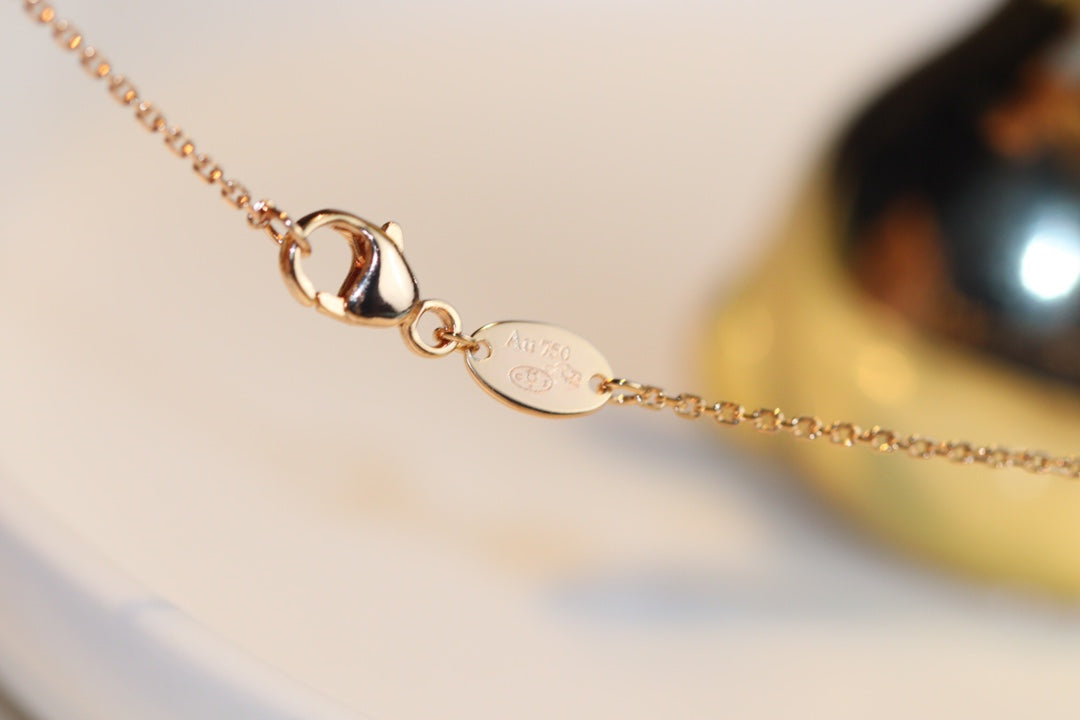 [Angela Jewellery]JEUX MALACHITE 1 DIAMOND PINK GOLD NECKLACE