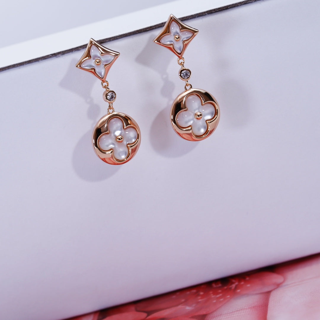 [Angela Jewellery]STAR AND SUN PINK GOLD MOP DROP EARRINGS