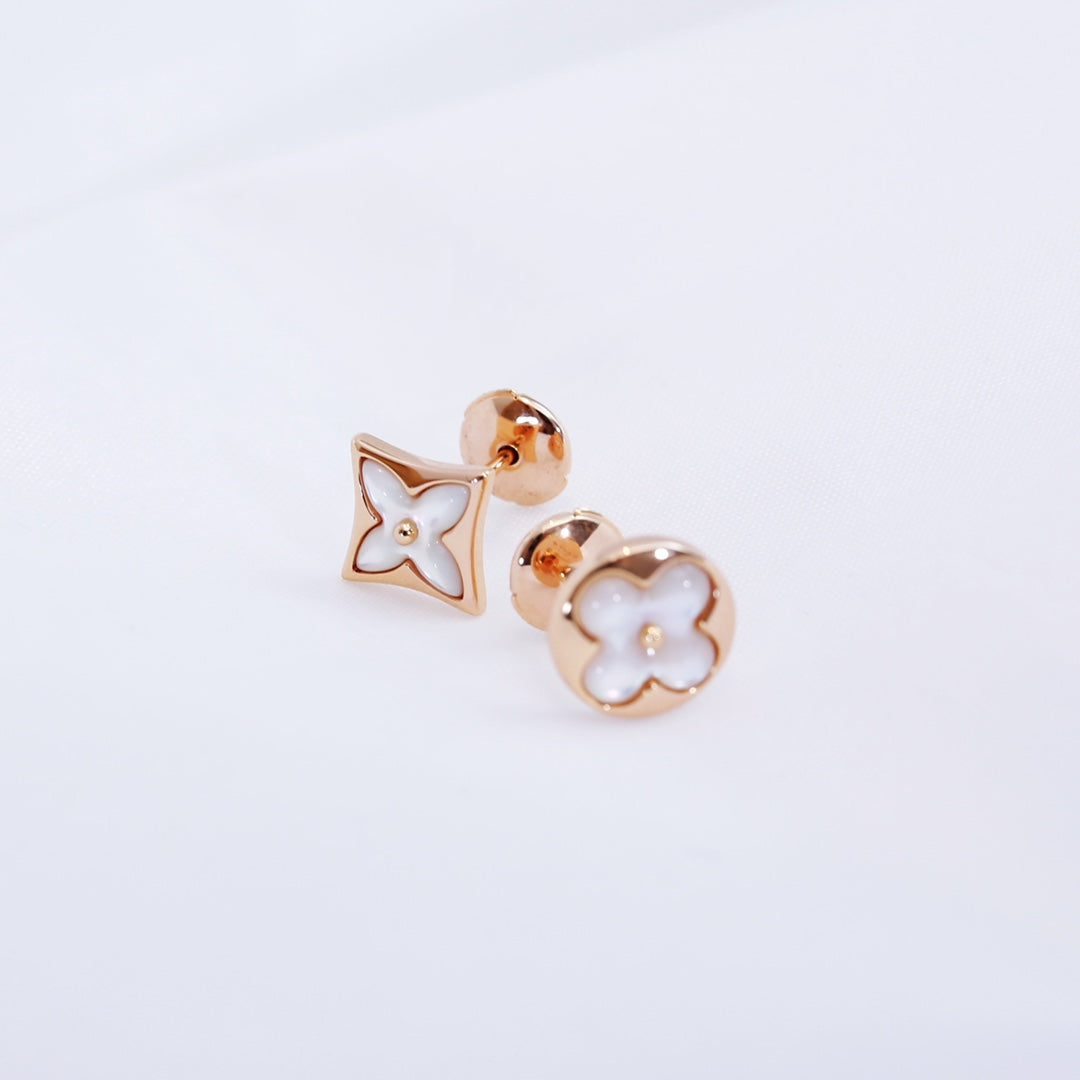 [Angela Jewellery]STAR AND SUN PINK GOLD MOP STUD EARRINGS