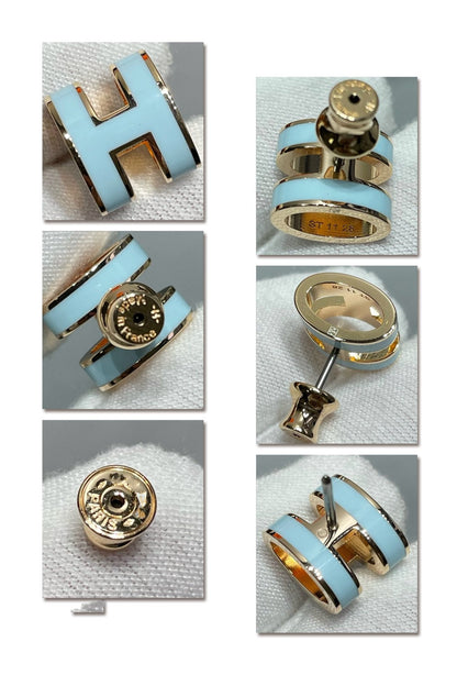 [Angela Jewellery]POP H SKY BLUE STUD EARRINGS