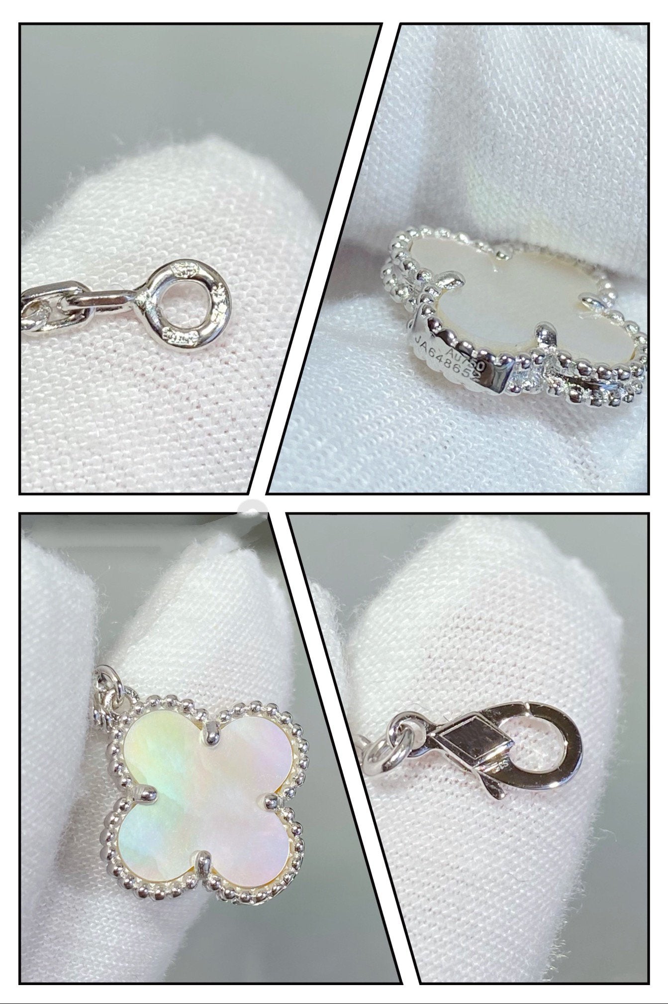 [Angela Jewellery]CLOVER 5 MOTIF WHITE MOP SILVER BRACELET