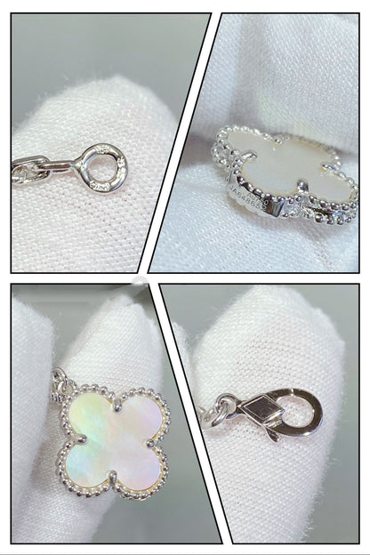 [Angela Jewellery]CLOVER 5 MOTIF WHITE MOP SILVER BRACELET