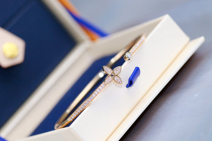 [Angela Jewellery]IDYLLE PINK GOLD OPEN BRACELET DIAMOND PAVED