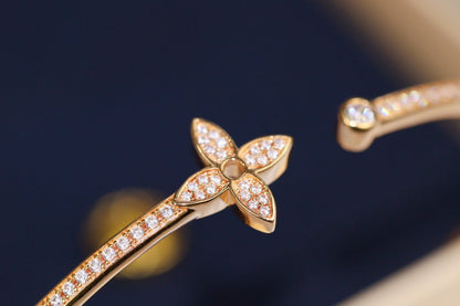 [Angela Jewellery]IDYLLE PINK GOLD OPEN BRACELET DIAMOND PAVED