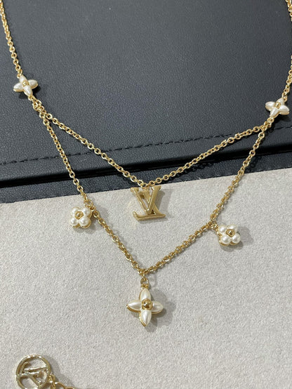 [Angela Jewellery]FLOWERGRAM GOLD MOP DOUBLE ROW NECKLACE