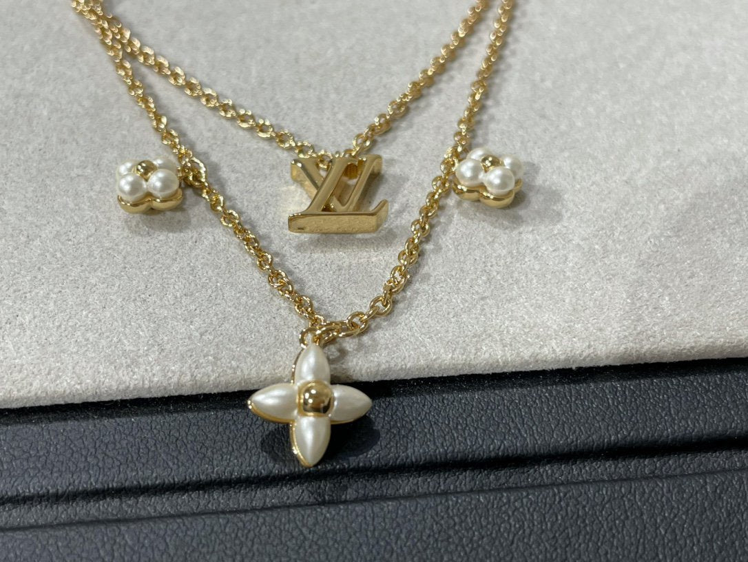 [Angela Jewellery]FLOWERGRAM GOLD MOP DOUBLE ROW NECKLACE
