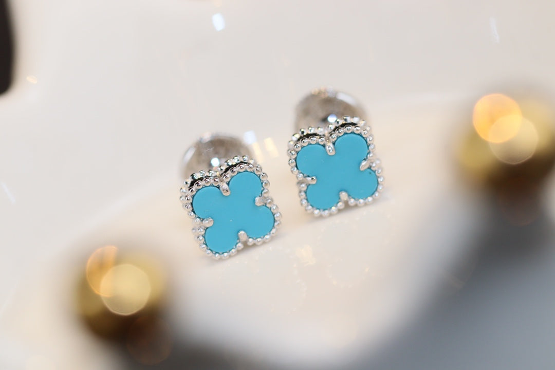[Angela Jewellery]CLOVER MINI TURQUOISE SILVER STUD EARRINGS
